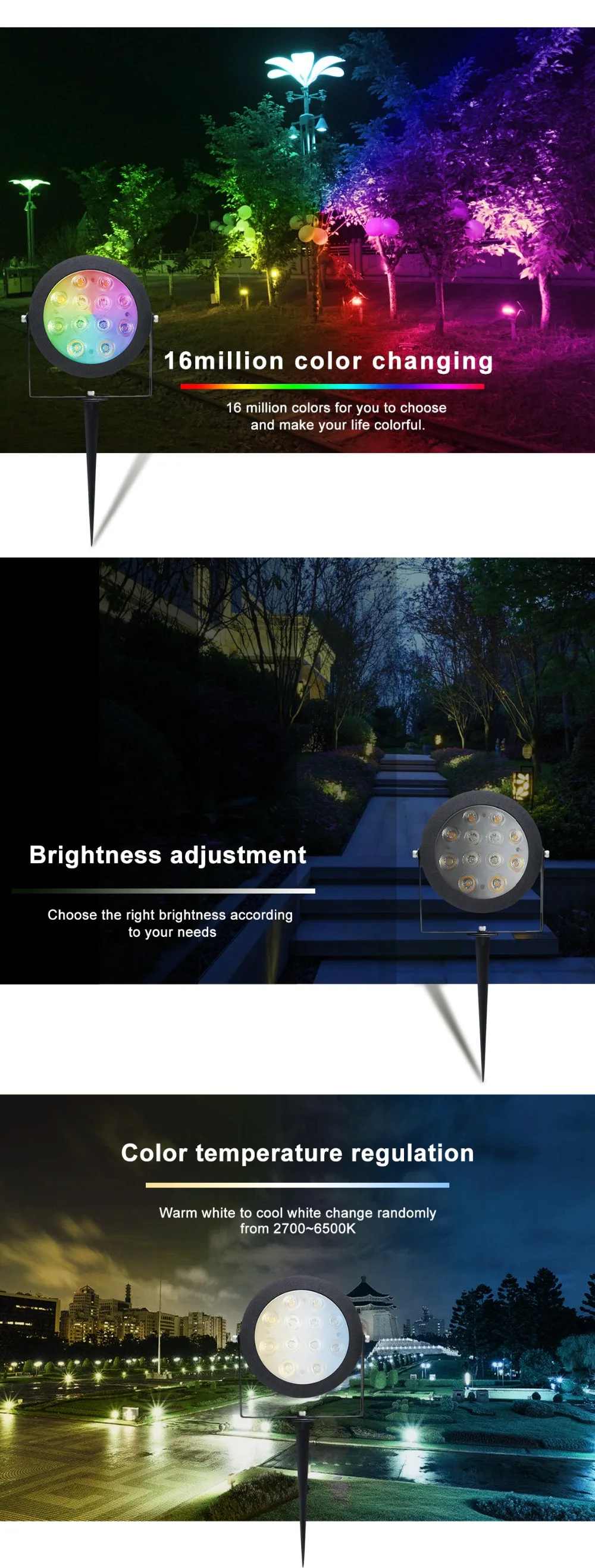 Ligação de Luz Conduziu a Lâmpada do Jardim ao ar Lâmpada do Gramado Trabalhar com Amazon Aplicativo de Telefone Zigbee Luz Livre Ac110-240v Alexa Echo Zll 12w Rgb Cct 5 Luminárias gramado