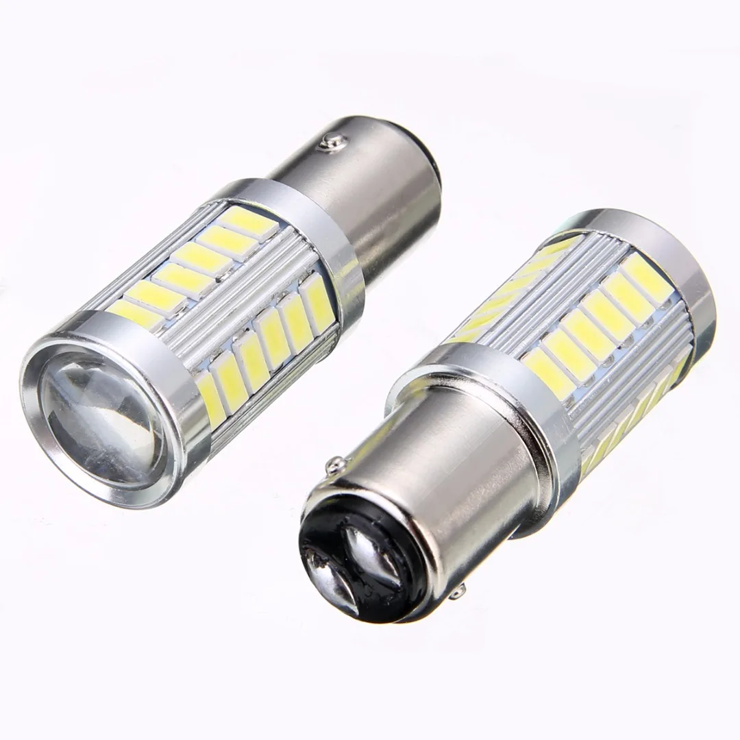 2PCS 1157 Light Bulb P21W BA15D 33 SMD LED Car Headlight DRL Fog Lamp Reverse Backup Light Super Bright White 6500K