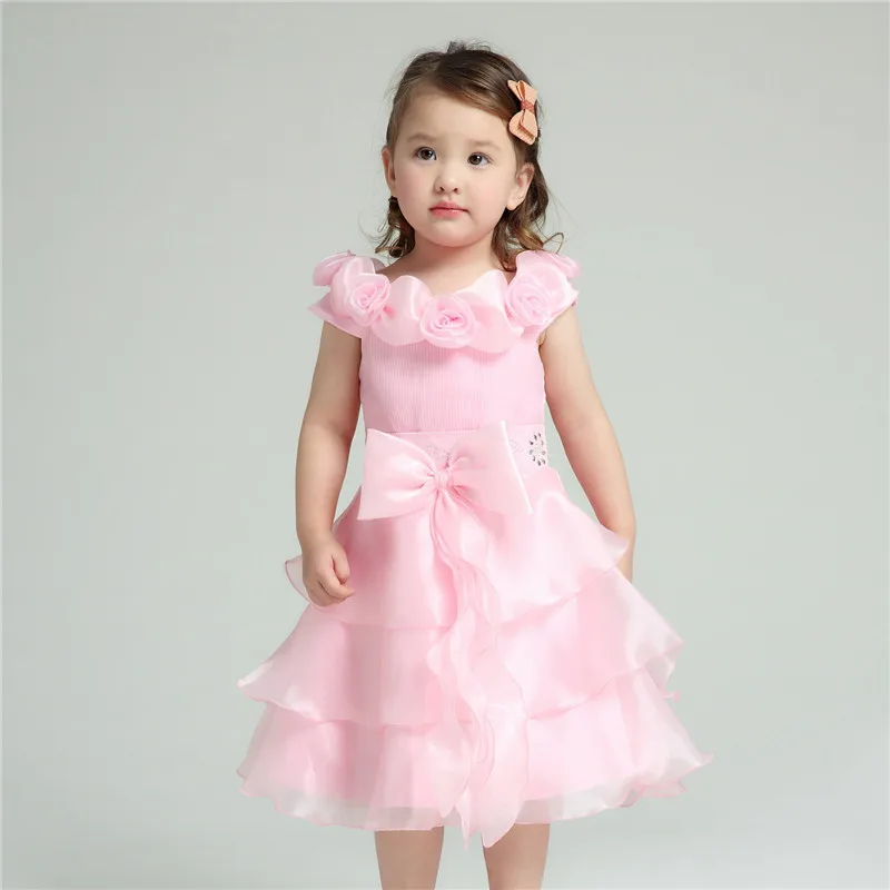 

Pink Formal Girl Dresses Children Wedding Princess Flower Girl Vestidos Kids Clothes For Girls Of 2 To 12 Years Old AKF164057