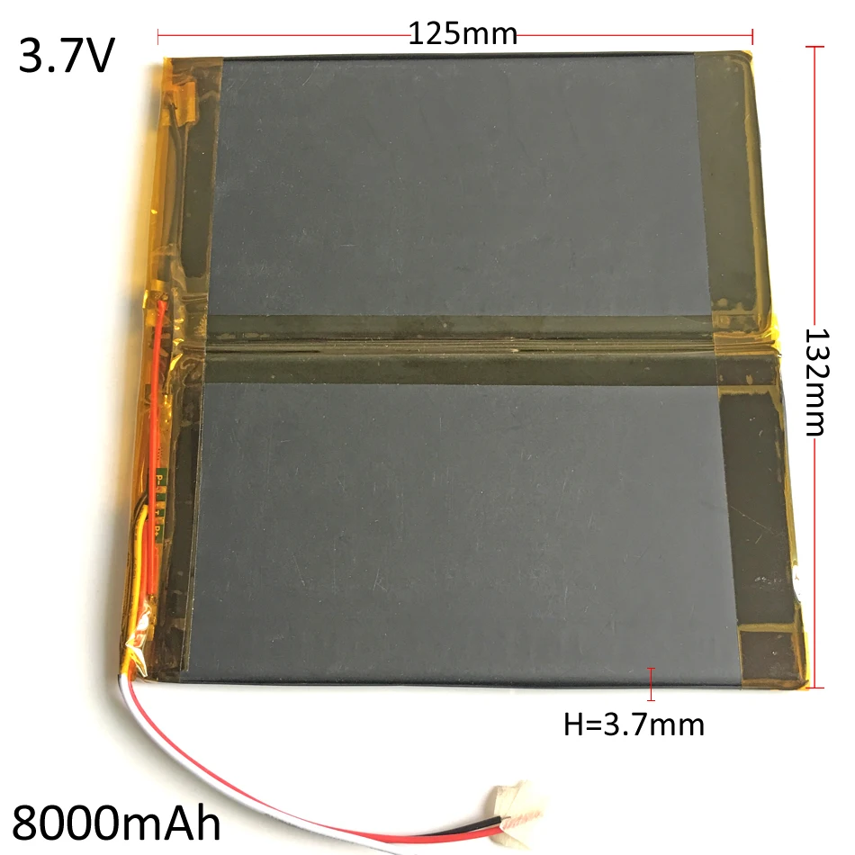 3,7 V 8000mAh комбинированный литий-полимерный перезаряжаемый аккумулятор 37132125 power для PAD DVD power bank Tablet PC 3,7*132*125 мм