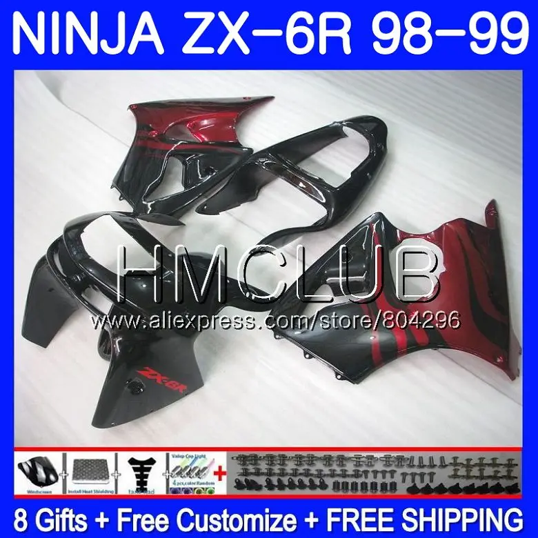 

Body For KAWASAKI NINJA ZX-636 ZX600 ZX-6R 98 99 RED FLAMES 97HM.17 600CC ZX636 ZX6R 98 99 ZX 636 6 R ZX 6R 1998 1999 Fairing