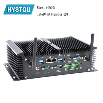 

Hystou 2019 mini pc 4k support i5 8250u ddr4 4G SIM GPIO port windows10 linux pfsence fanless industrial computer rs232 r485 com