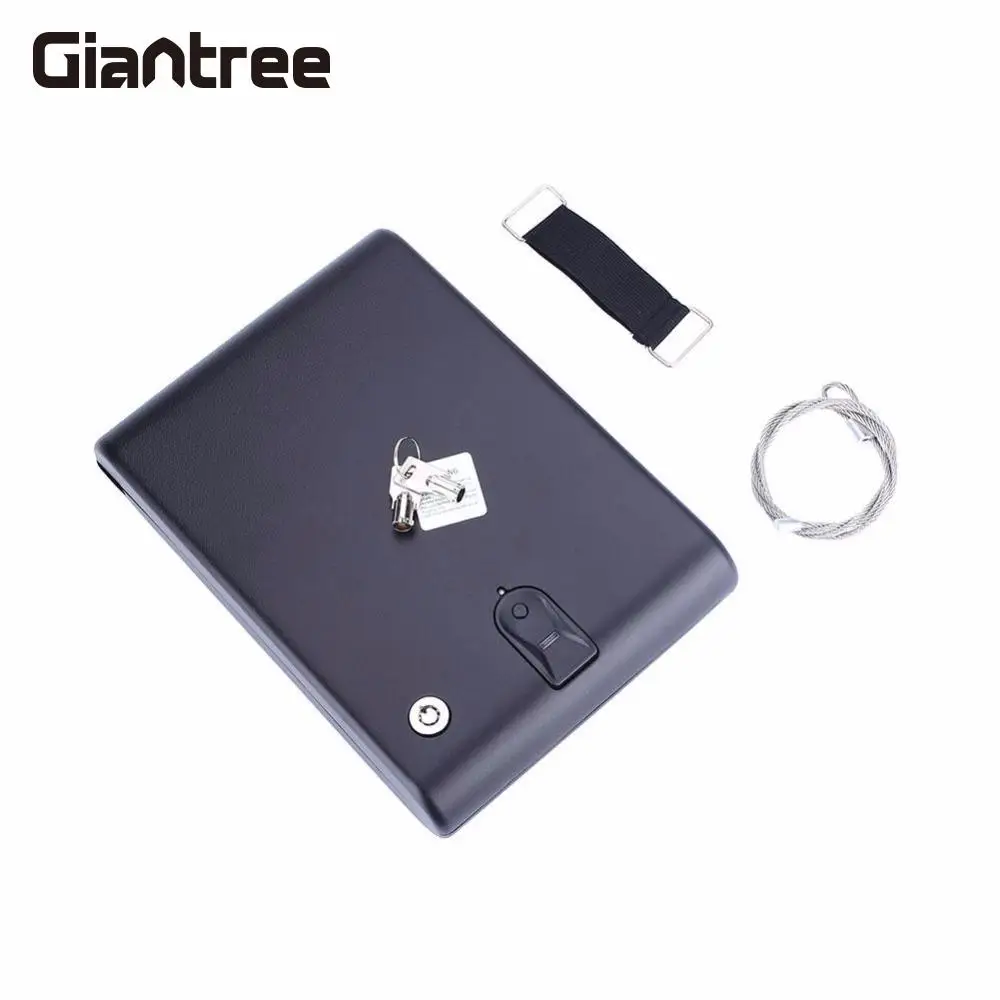 

giantree Solid Steel Security Key Car Safe Box Biometric Fingerprint Lock Valuables Jewelry Cash Storage Box Security With Wire