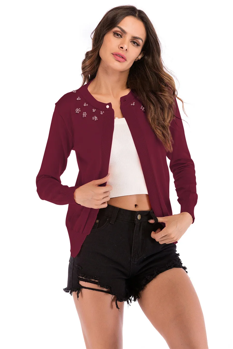 Gladiolus New Autumn Winter Sweater Women 2018 Long Sleeve Beading Single Button Casual Knitted Cardigan Women Sweater Jumpers (19)
