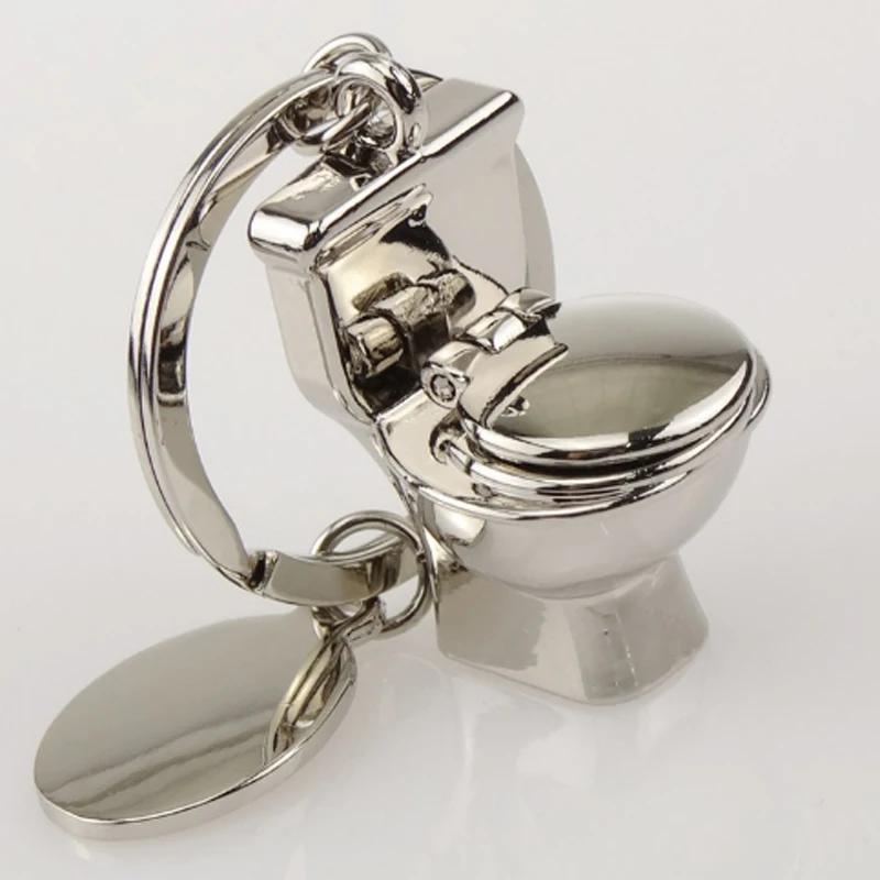 Ualgl moda metal Colgantes lindo divertido closestool estilo llavero para las mujeres bolso Accesorios car keyring llavero