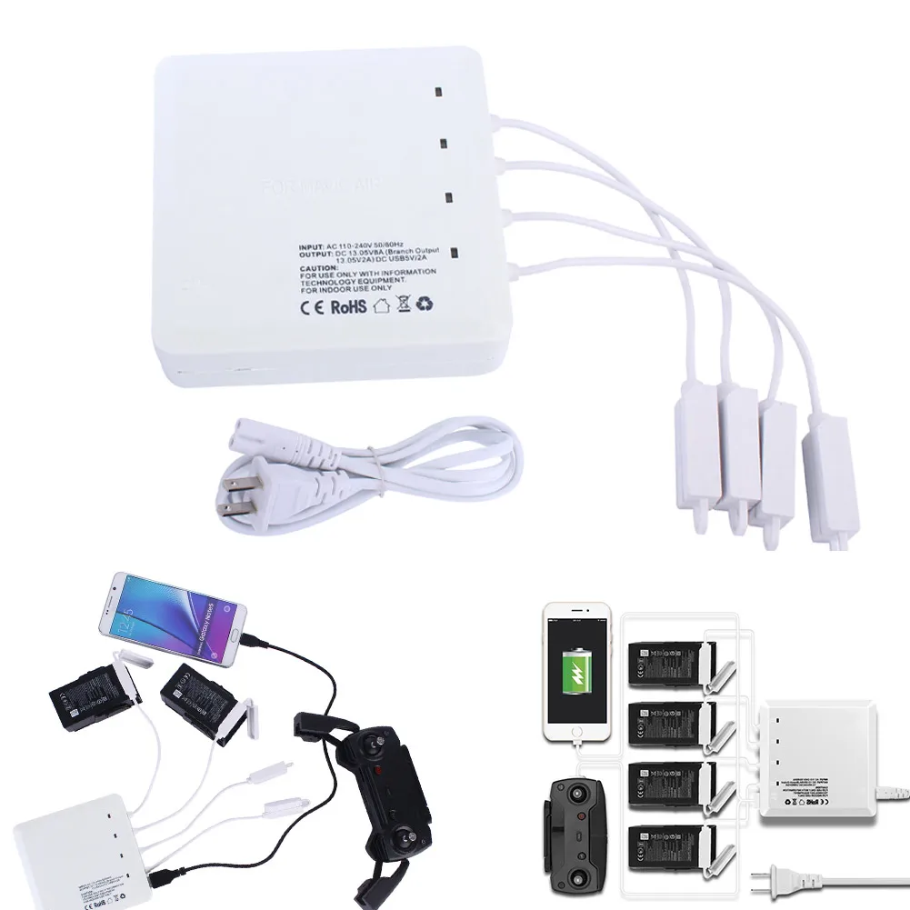 

Charger Charging 6 Way Output 2 USB Ports Durable US Plug For 4 Batteries AIR BM88