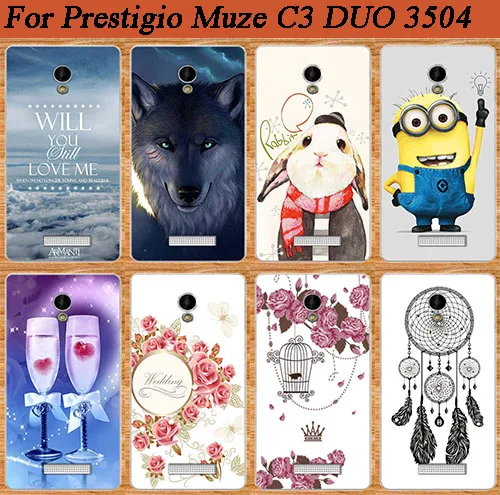 

For Prestigio Muze C3 Case Cover,hot 10 Patterns Colored Soft Tpu Case For Prestigio Muze C3 3504 PSP3504 Duo Cover Phone Bags