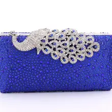 Роскошные Павлин Алмазы горный хрусталь вечерние сумки модные цепи Наплечные сумки невесты вечерние день партии cluthes один сумки на плечо