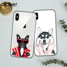 

ciciber Cute Puppy Pug Cool French Bulldog Dog Soft Silicon Phone Cases Cover For iPhone Case 7 6 8 6s Plus X Fundas