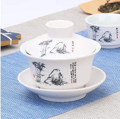 Китайский чайный сервиз Gaiwan голубой и белый фарфор Чайный набор кунг-фу Супница керамическая чашка для чая здоровье чайная чашка и блюдце мастер чашки - Цвет: 200ml