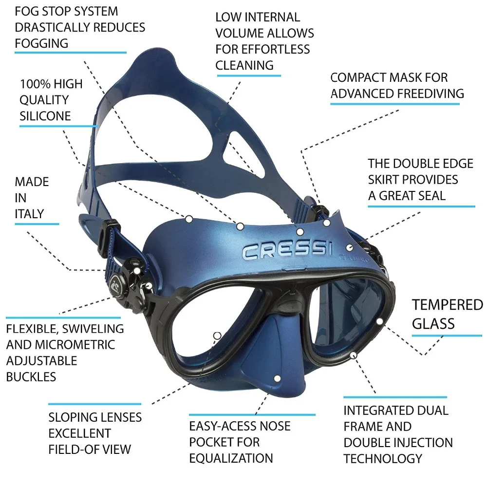 Cressi CALIBRO Ультра низкий объем маска для дайвинга закаленное стекло 2 окна интегрированная двойная рамка матовое покрытие маска для взрослых