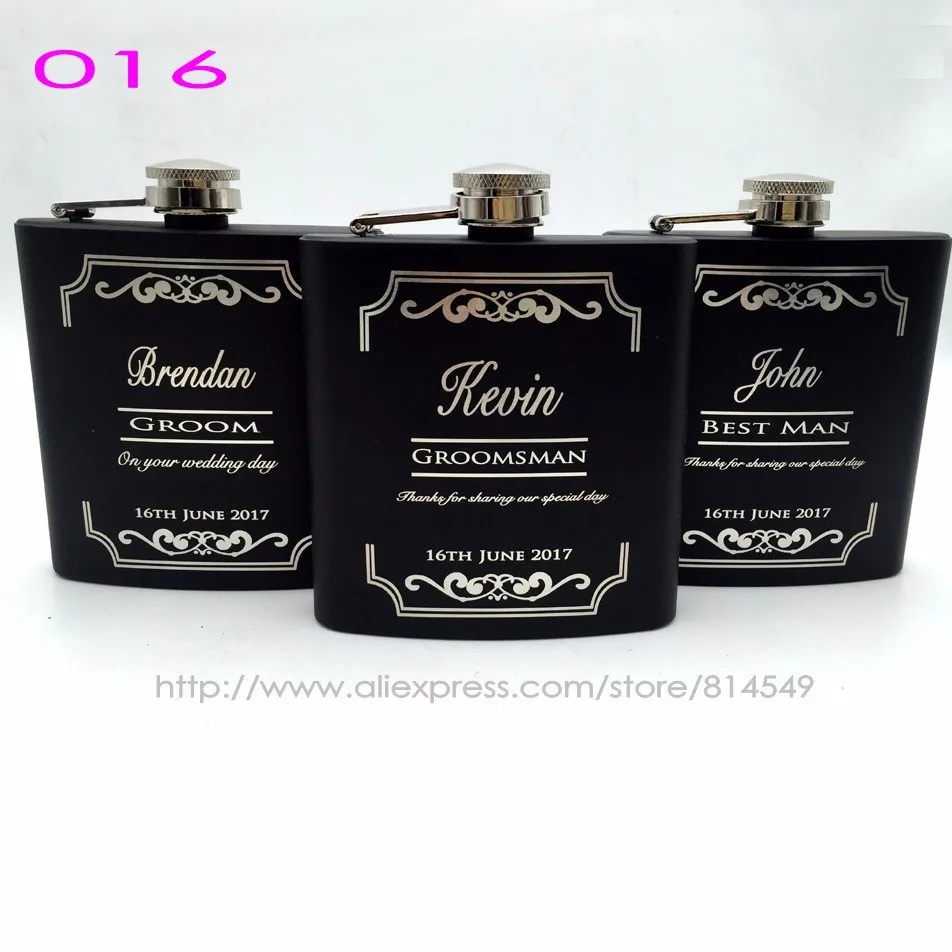 Free Personalized Engraved 6 oz Stainless Steel Black Hip Flask ,Groomsman or Best man gift , Birthday gift ,PASSED FDA TEST