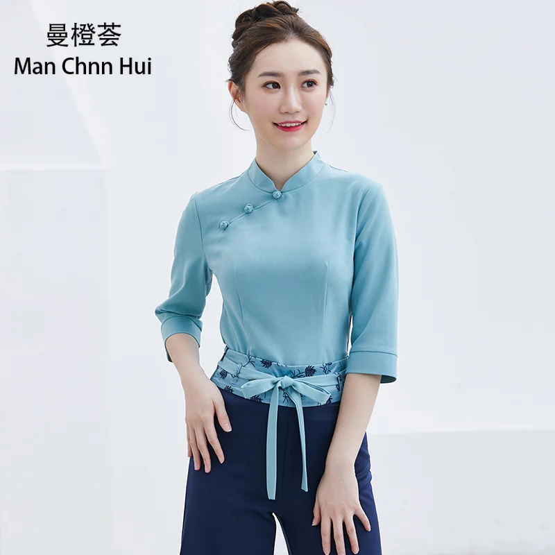 

Beauty clothing beautician medical work clothes SPA uniform women workwear 2pcs sets female sauna foot bath uniforms