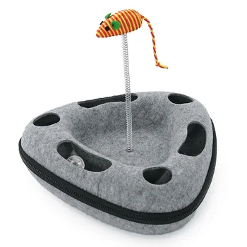 

2 in 1 Kitten Elastic Mouse Toys & Ball Rotating Track Puzzle Box for Multiple Cats Felt Interactive Cat Toys Pet Produ