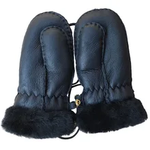 Зимние От 1 до 5 лет, Детские теплые перчатки, натуральный овечий мех, перчатки для мальчиков и девочек, детские толстые варежки, для улицы, ручная работа
