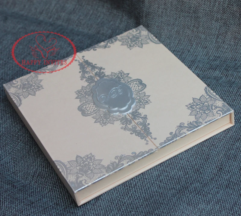 HI1144 - 04 Customized  Light Pink Hard Cover Box Wedding Card with Acrylic Invitation Made in China