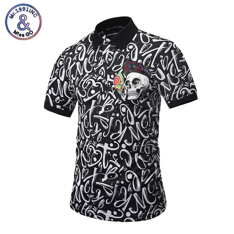 Mr.1991INC рубашки поло для мужчин Пейсли Цветы рубашка с принтом черепа Топы корректирующие летние модные