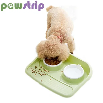 

pawstrip 4 Colors Pet Dog Bowl Food Water Dish Feeder Puppy Drinking Dish Non-Skid Dog Double Bowls No Spill Pet Bowl 43x35x8cm