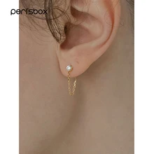 Серьги-цепочки Peri'sBox, изысканные, CZ, блестящие, циркониевые, серьги-гвоздики для женщин, Золотая цепочка, серьги-обручи, Нитевдеватель, подарки для нее