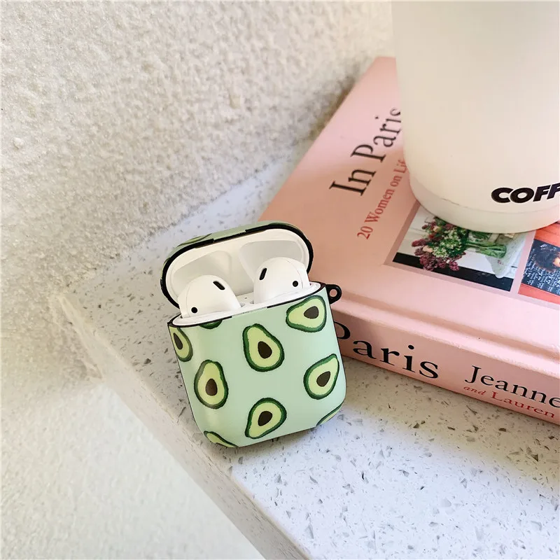 Cute Avocado Watermelon Matte Earphone Cases For Apple Wireless Bluetooth Headset Airpods 1 2 Protection Skin Accessories Cover - Цвет: Avocado