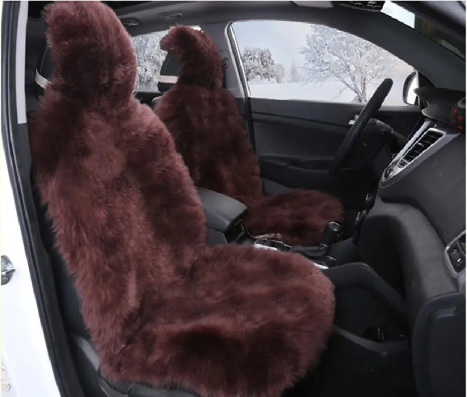 JXLCLYL 100% Australian Pure Natural Fur Seat Cover 5 Seats Whole Vehicle Seat Cover Sheepskin Winter Car Cushion