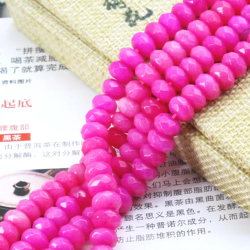 

Hot 5x8mm faceted red rose abacus loose chalcedony beads 15 inches 2 piece/lot jewelry beads DIY making