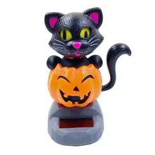 Креативное пластиковое солнечное питание Черный кот автомобиль орнамент флип лоскут горшок качели одеяло, подушка флисовые Декор