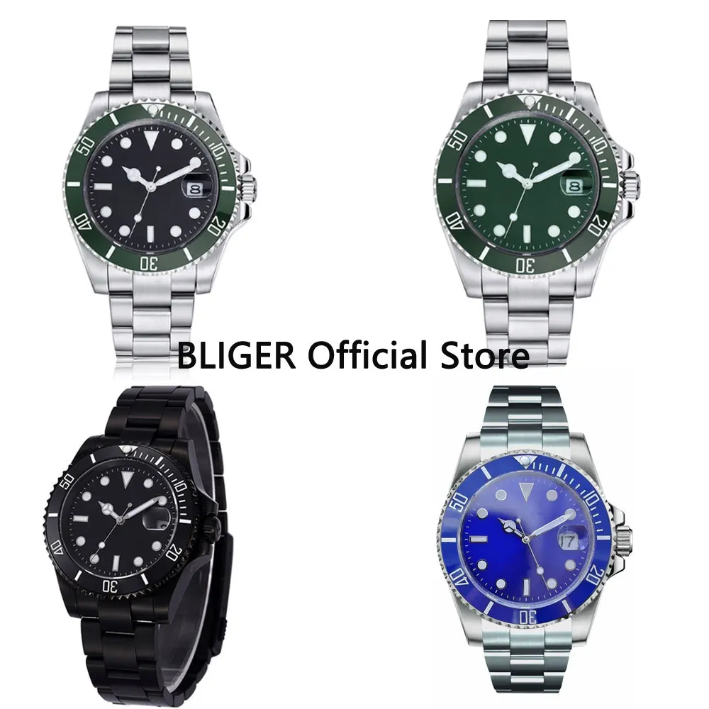 

Luxury Sapphire 40mm Black Dial Ceramic Bezel Automatic Watch Luminous Marks MIYOTA Self Winding Movement Stainless Steel Band