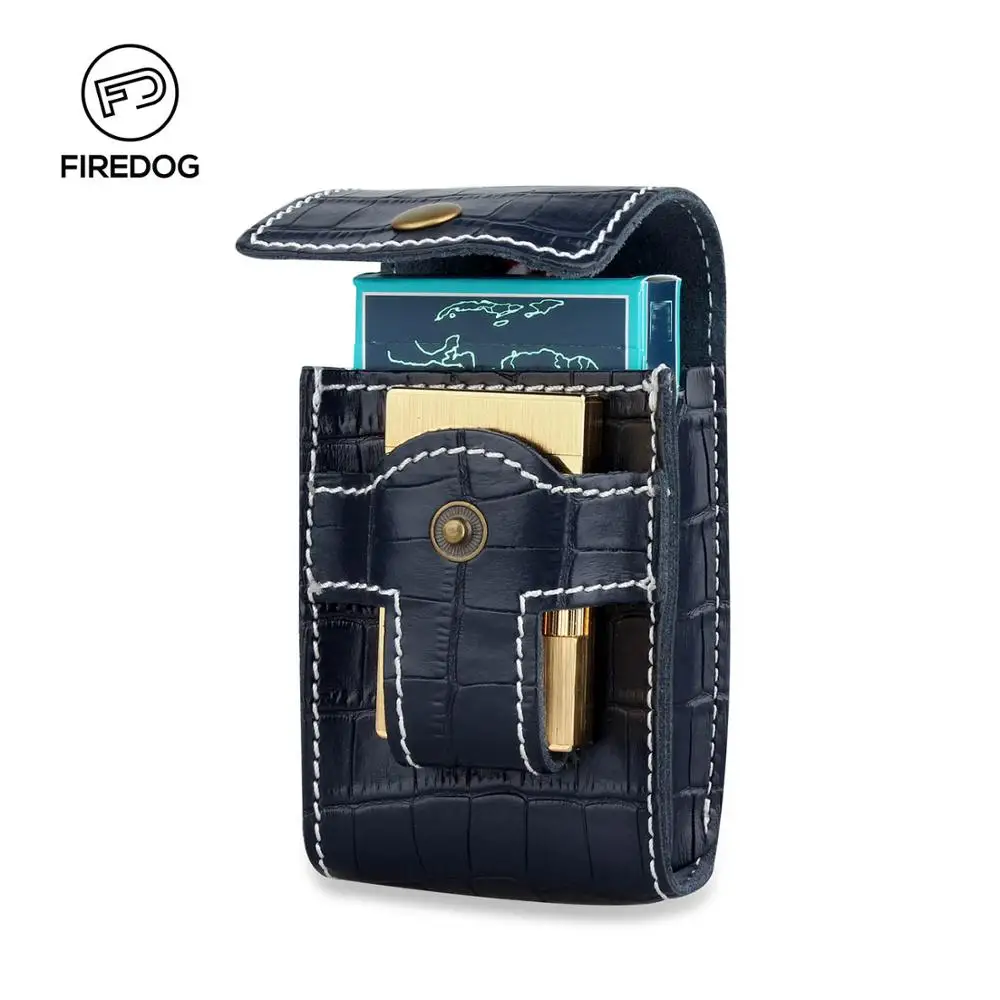 

Firedog Leather Cigarette Case Blue Cigarette Box Case With Lighter Holder Handmade Waist Belt Smoking Cigarette Case