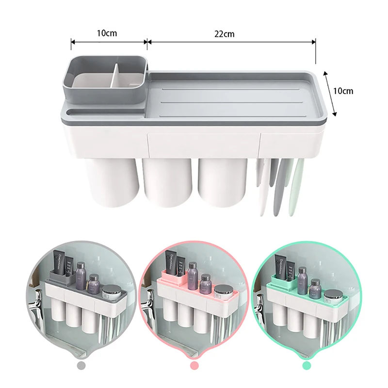Аксессуары для ванной комнаты держатель зубной щетки Набор Подставка для зубной пасты органайзер для зубных щеток стеллаж монтируемый на стену Магнитная Адсорбция с чашкой