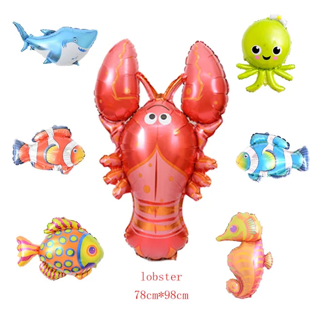 7pcs/lot Large Marine Animal Balloons Foil mini Fish Balloon Birthday