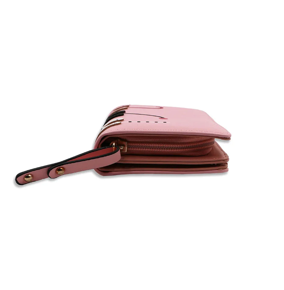 Jojopugo, модный розовый женский короткий кошелек из искусственной кожи с изображением трех котов, кошелек для денег для девочек, кошелек с рисунком, маленький кошелек