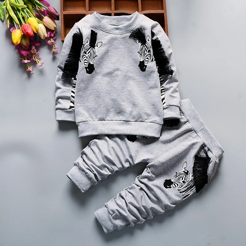 

2016 Autumn New Baby Boy Clothes Long-sleeved Zebra T-shirt+striped Pants Newborn Toddlers Baby Clothing Set Free Shipping