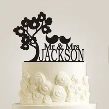 Пользовательские блестящие морской свадебный торт Топпер любовь птицы под деревом персонализированные невесты и жениха инициалы имя
