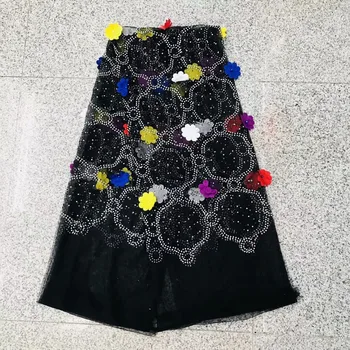 

Fashion Nigerian Lace Fabric High Quality Wholesale Latest Net Dress Designs Tulle Lace Fabric Black Color African Lace Fabric