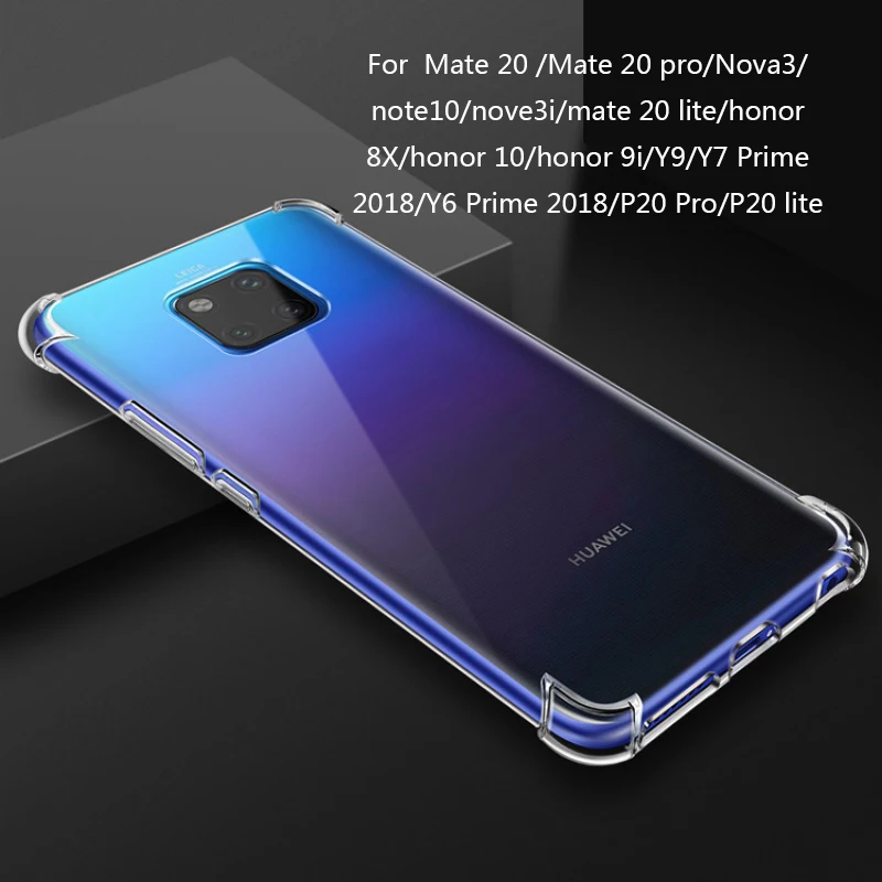 

For Huawei Mate 20 Pro Lite Case Silicon Airbag Shockproof Phone Bumper Case For Nova3 3i Y6 Y7 Prime 2018 honor 10 8X 9I