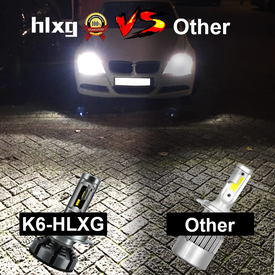 HLXG 5000 K 12 V H7 светодио дный фар автомобиля 72 W лампа 12000LM/набор 4300 K H4 светодио дный фар авто фары H11 Противотуманные фары бледный и Plug 6000 K