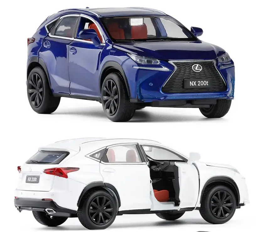Goede Hoge simulatie 132 schaal pull back NX 200 t, lichtmetalen auto, 6 open deur muziek flash auto model speelgoed, metalen diecast, gratis verzending