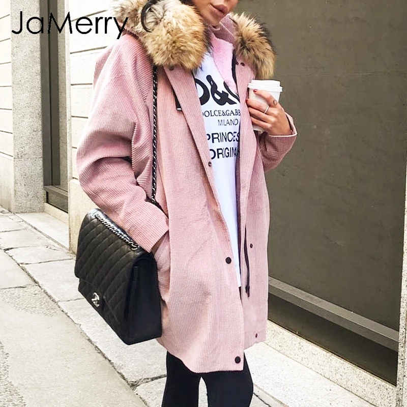 Jamerry искусственного меха с капюшоном Вельветовая куртка пальто женские теплые
