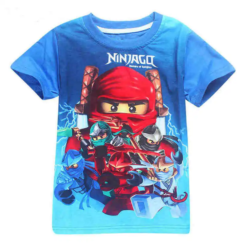 Летний топ, футболка для маленьких мальчиков Одежда для маленьких мальчиков с принтом ниндзя Футболка Ninjago детская одежда хлопковые футболки для маленьких мальчиков и девочек