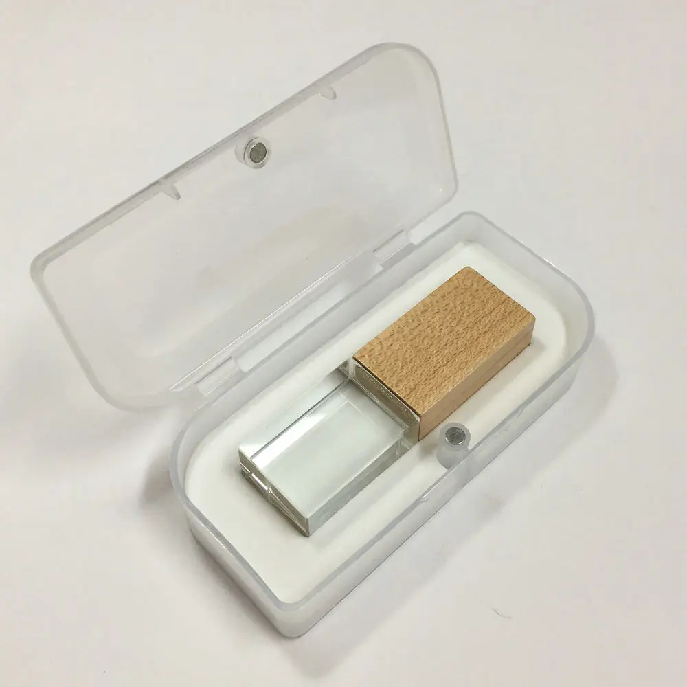 Высокоскоростной флеш-накопитель USB Cle Crystal с логотипом на заказ, USB 2,0, 4 ГБ, 8 ГБ, 16 ГБ, 32 ГБ, флеш-накопитель для свадебного подарка(более 10 шт, бесплатный логотип - Цвет: Maple - White box