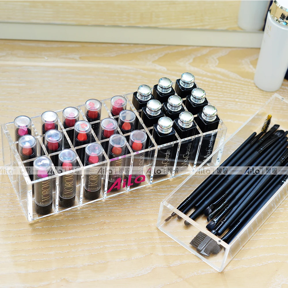 Aila Clear Acrylic Lip Gloss Lipstick Holder with 24 Storage