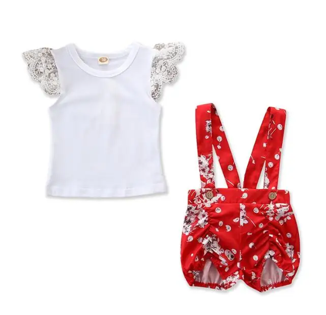 Модная белая кружевная футболка и красные штаны Одежда для девочек комплект принцессы с принтом со звездой, Одежда для младенцев, 55 см, одежда для куклы реборн
