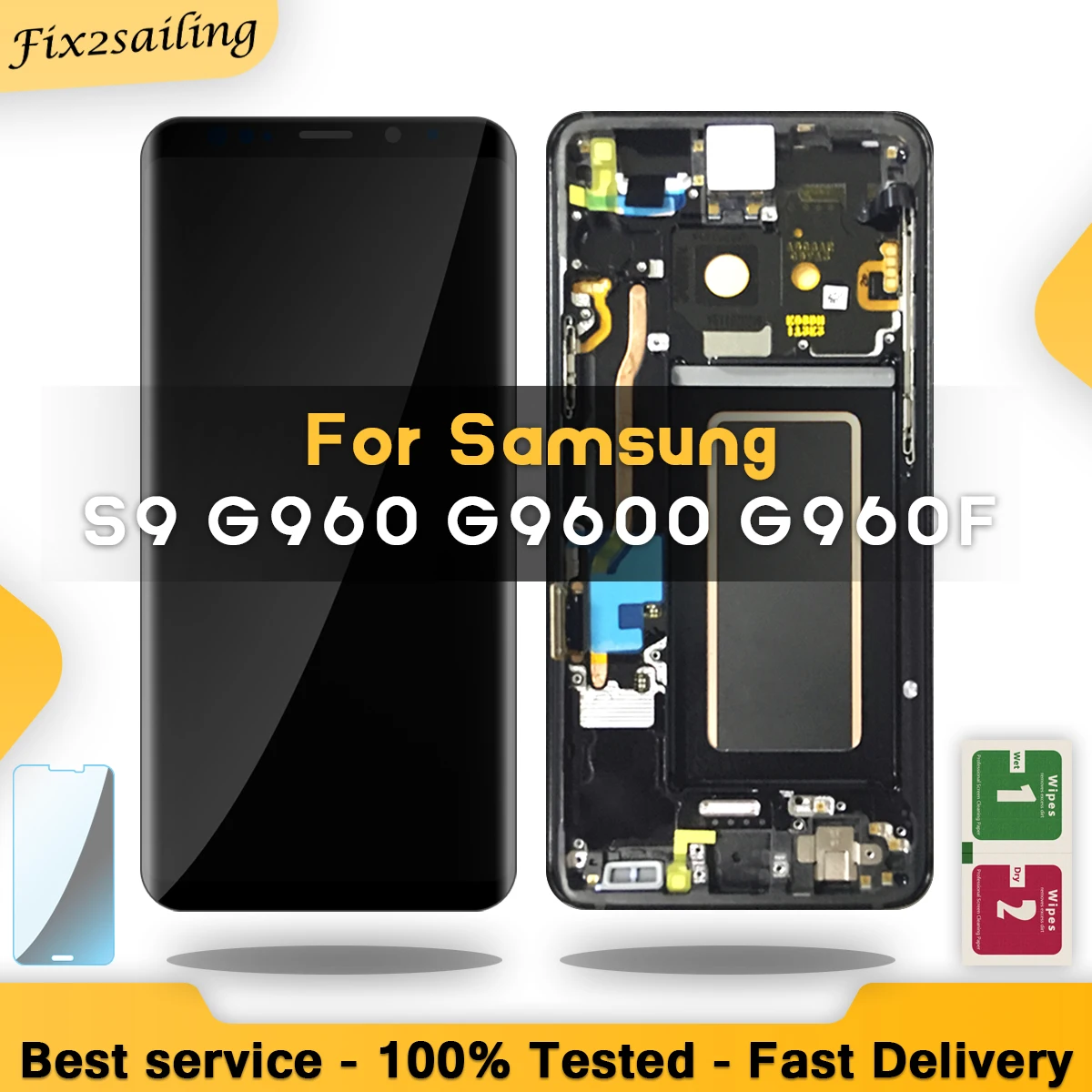 

Display For SAMSUNG Galaxy S9 G960 G960F Display Touch Screen Digitizer Assembly Replacement With Frame