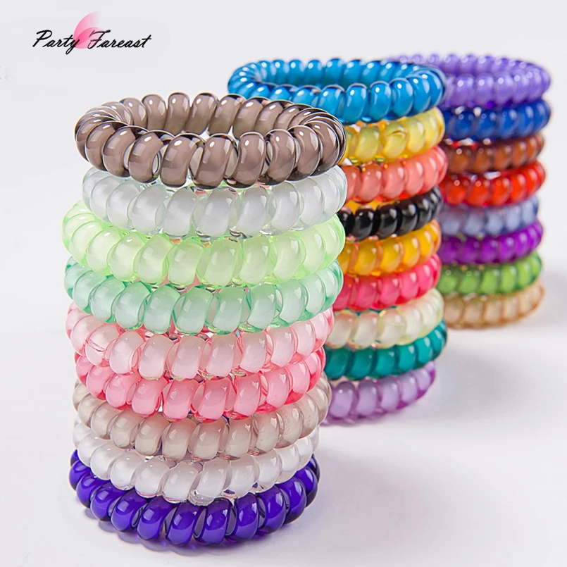 

PF Large Candy Color Hair Bands for Girls Kids Elastic Telephone Wire Ring Scrunchie Headbands for Women Hair Accessories TS0579