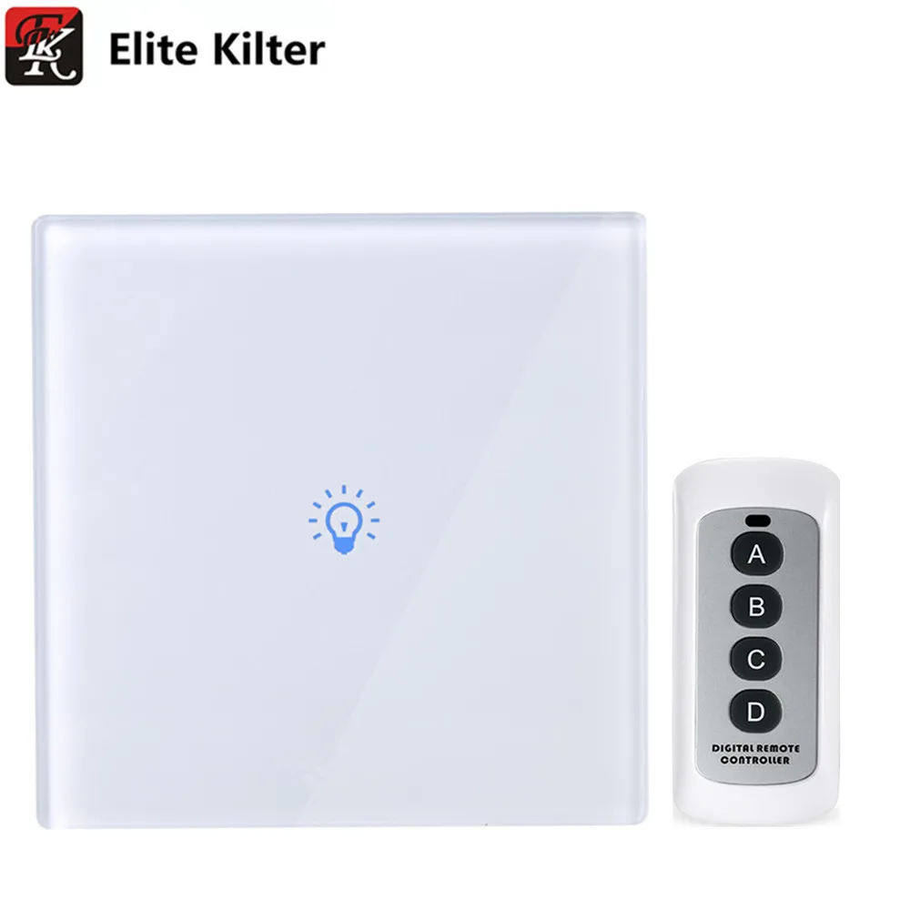

Elite Kilter EU Standard Remote Control touch1 Gang 1 Way ,RF433 Smart Wall Switch, Wireless remote control touch light switch