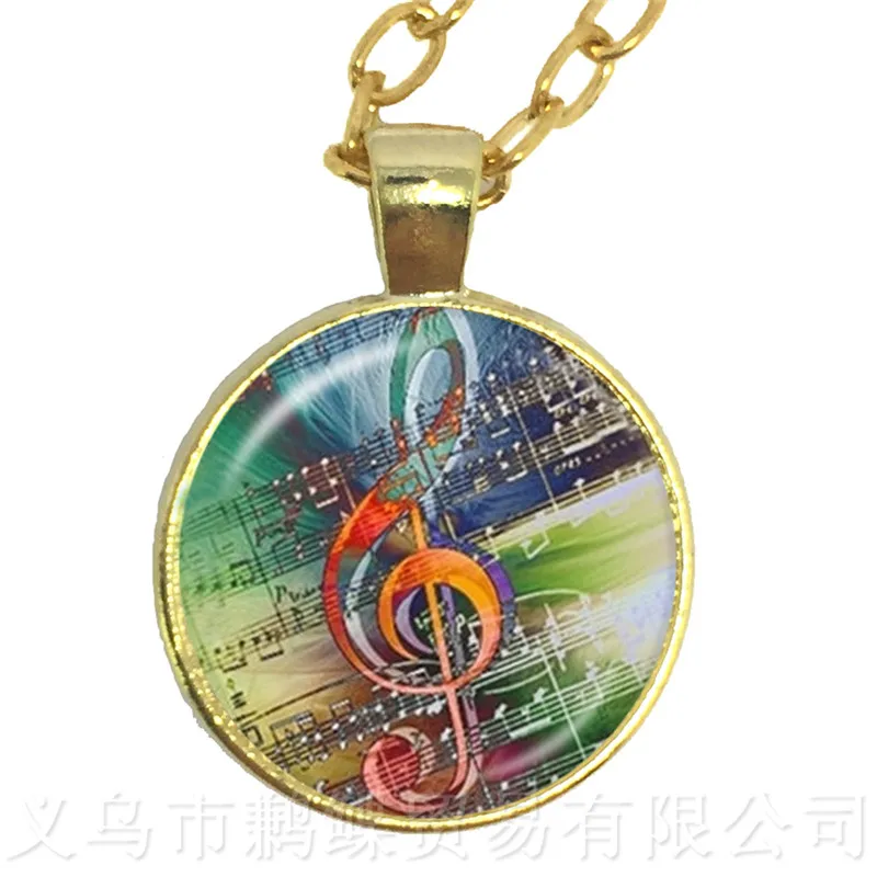 Music Art Creativity Necklace 25mm Glass Cabochon Pendant Fashion Creative Men Women Sweater chain Souvenirs Gift Teacher's Day |