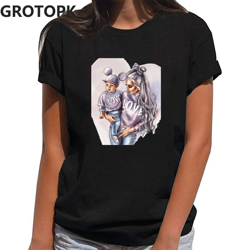 

Mother's Love for Her Children T Shirt Women Super Mama Tshirt Summer Cotton T-shirt Tee Shirt Femme Tops Casual Streetwear