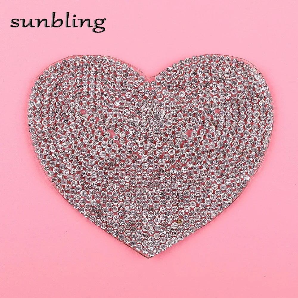 

promotion new design heart shaped patches hot appliqued DMC rhinestone hotfix iron-on patch accessory Handmade DIY patches
