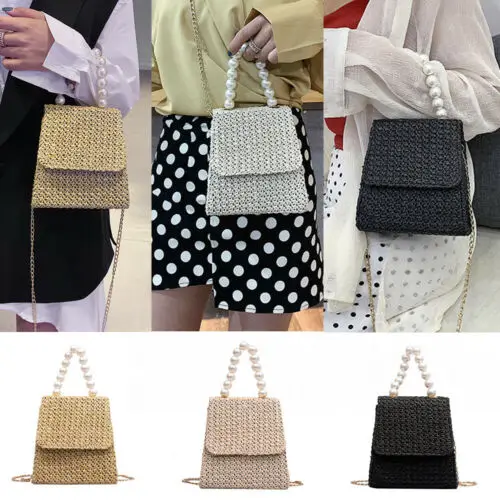 Summer Round Beach Women Straw Shoulder Bag Handbag Shopper Tote Crochet Satchel Women Handbags Bag Lady Crossbody
